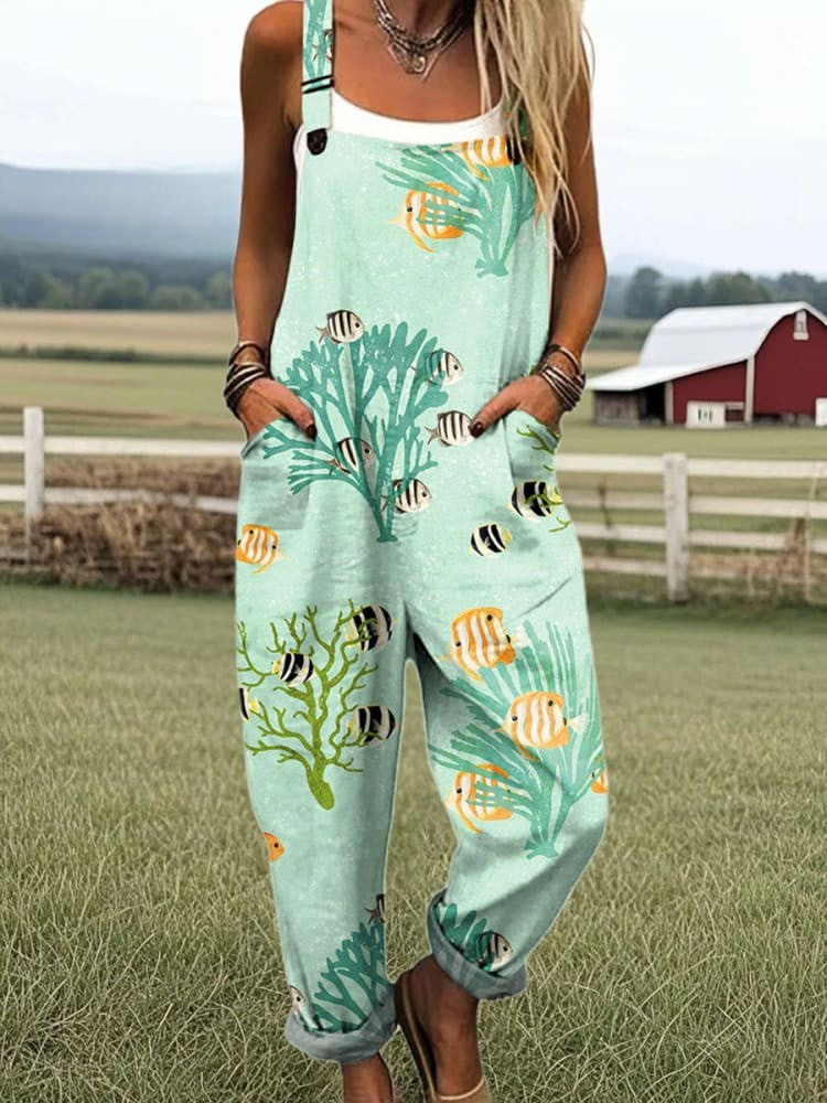Vintage Floral Jumpsuit Women - enkel stil och komfort hela dagen