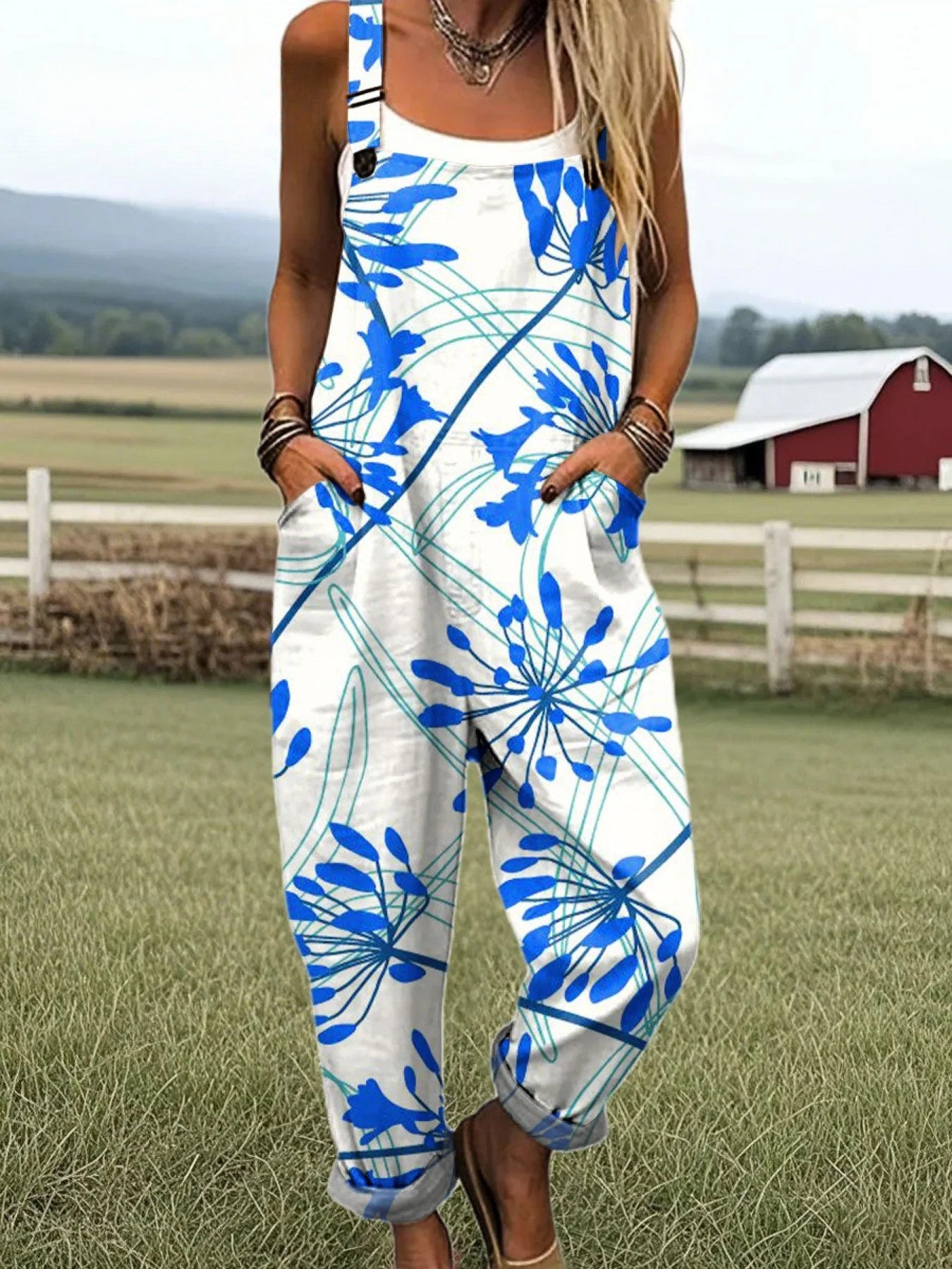 Vintage Floral Jumpsuit Women - enkel stil och komfort hela dagen