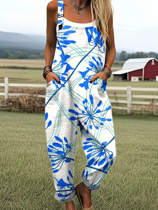 Vintage Floral Jumpsuit Women - enkel stil och komfort hela dagen