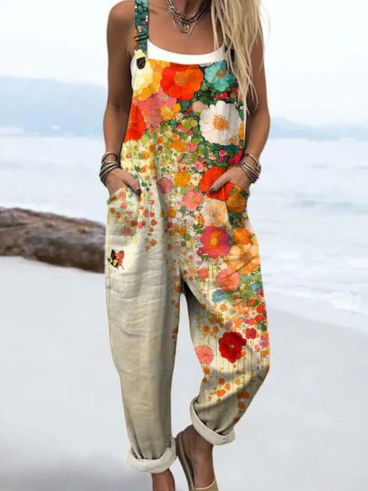 Vintage Floral Jumpsuit Women - enkel stil och komfort hela dagen