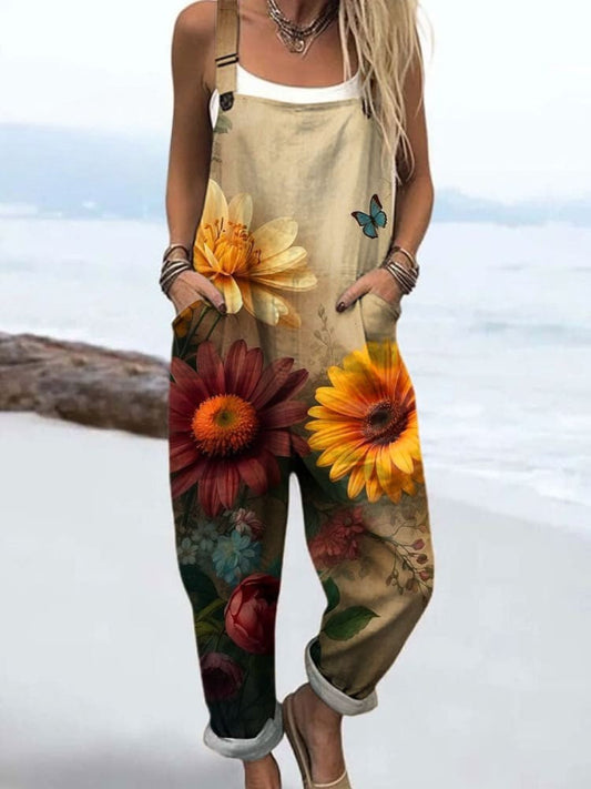 Vintage Floral Jumpsuit Women - enkel stil och komfort hela dagen