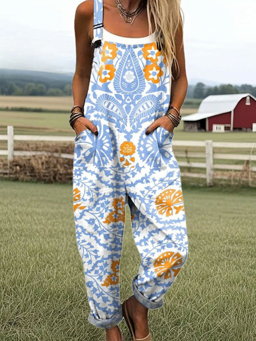 Vintage Floral Jumpsuit Women - enkel stil och komfort hela dagen