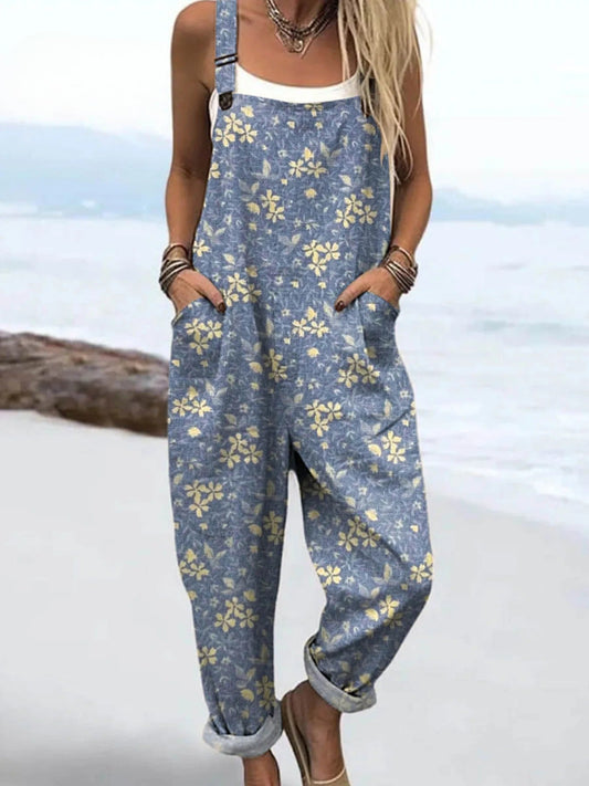 Vintage Floral Jumpsuit Women - enkel stil och komfort hela dagen
