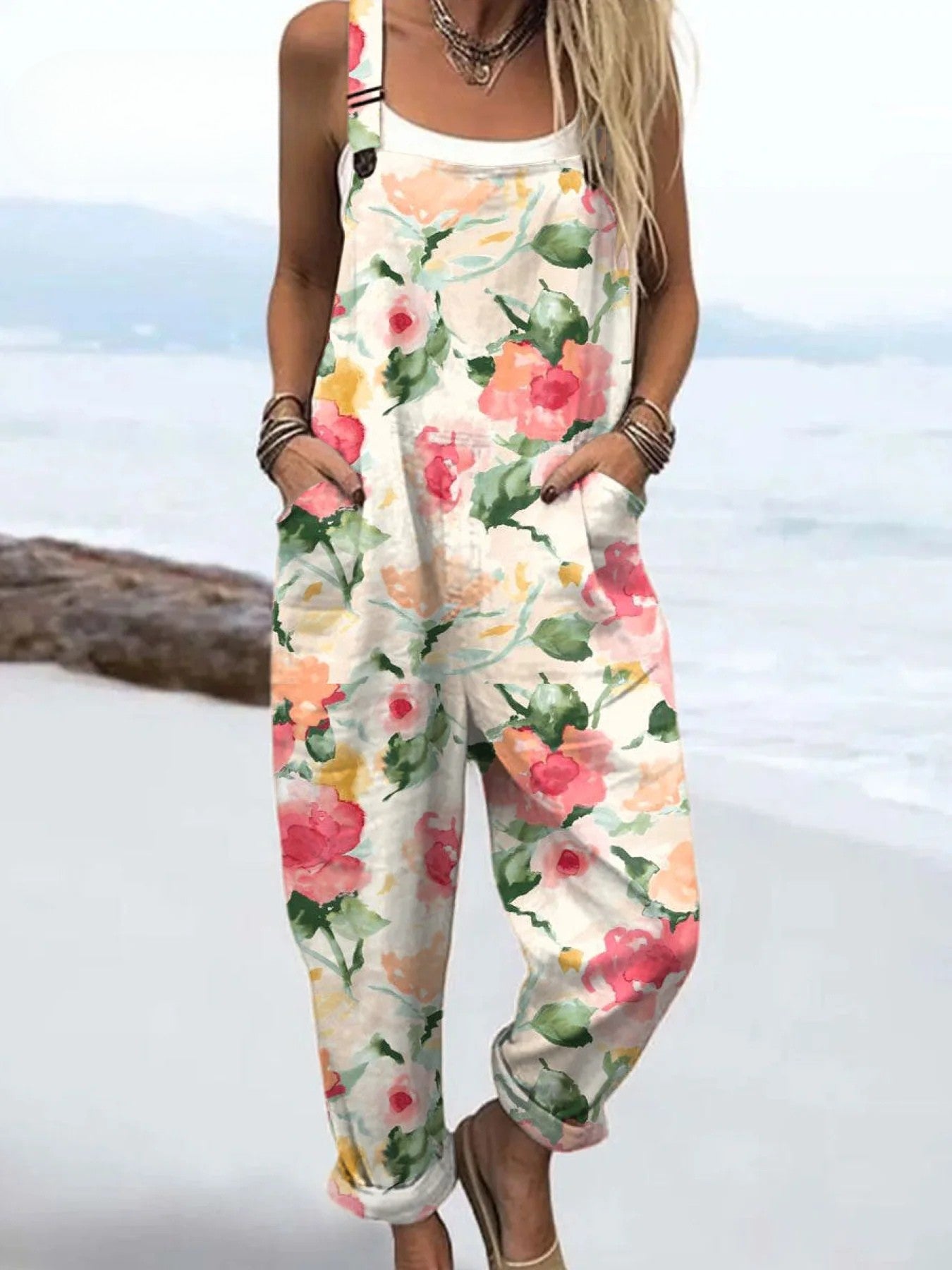 Vintage Floral Jumpsuit Women - enkel stil och komfort hela dagen