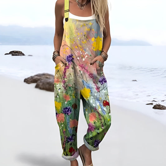 Vintage Floral Jumpsuit Women - enkel stil och komfort hela dagen