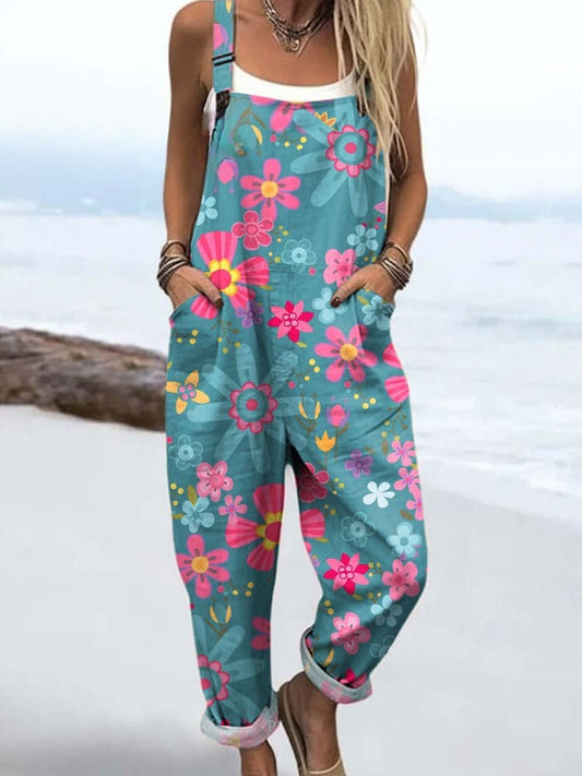 Vintage Floral Jumpsuit Women - enkel stil och komfort hela dagen