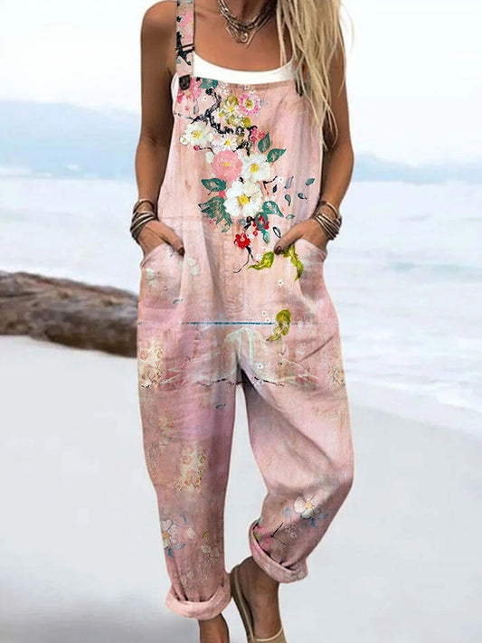 Vintage Floral Jumpsuit Women - enkel stil och komfort hela dagen
