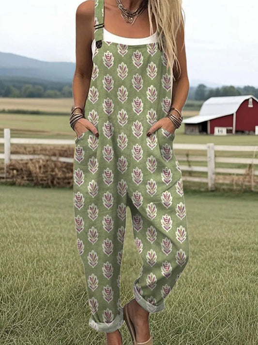 Vintage Floral Jumpsuit Women - enkel stil och komfort hela dagen