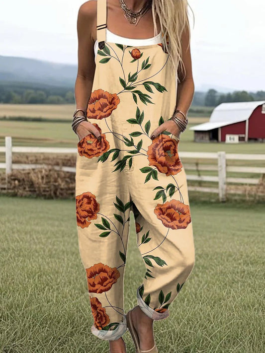 Vintage Floral Jumpsuit Women - enkel stil och komfort hela dagen
