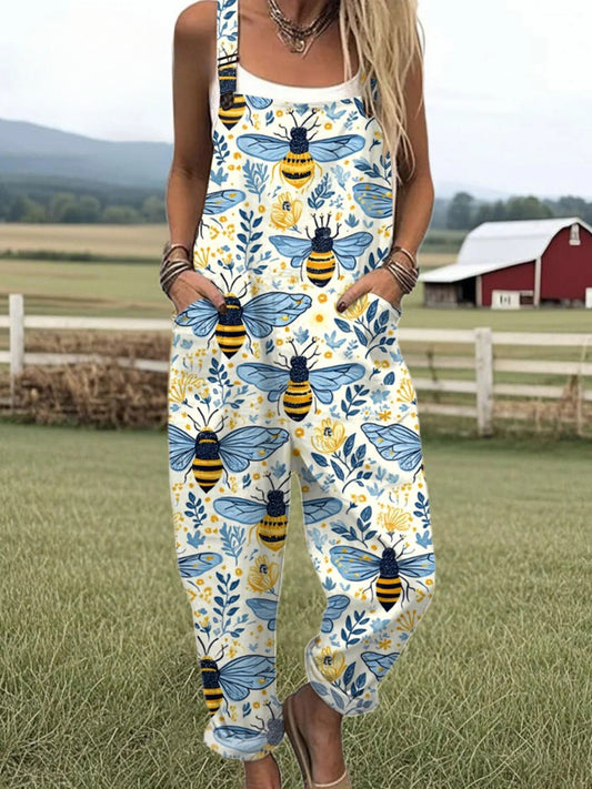 Vintage Floral Jumpsuit Women - enkel stil och komfort hela dagen