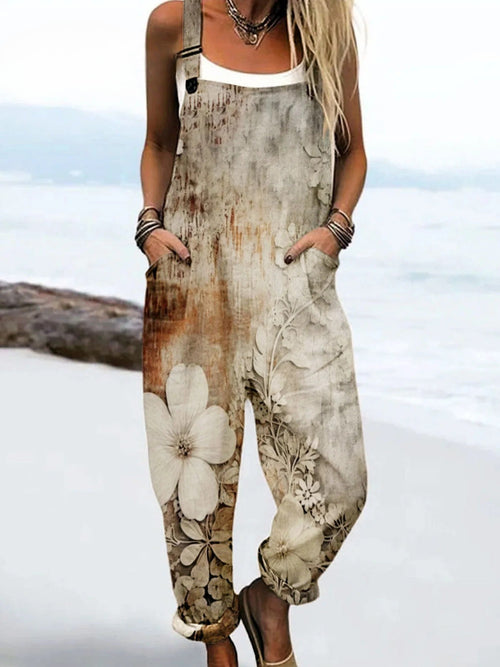 Vintage Floral Jumpsuit Women - enkel stil och komfort hela dagen