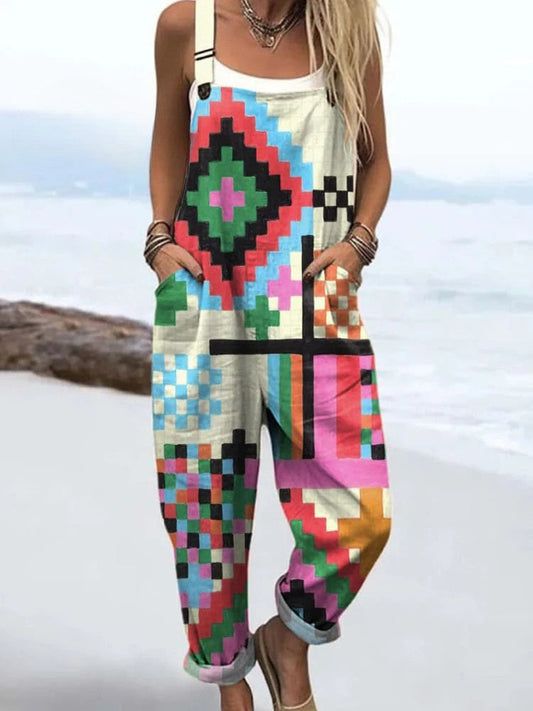 Vintage Floral Jumpsuit Women - enkel stil och komfort hela dagen