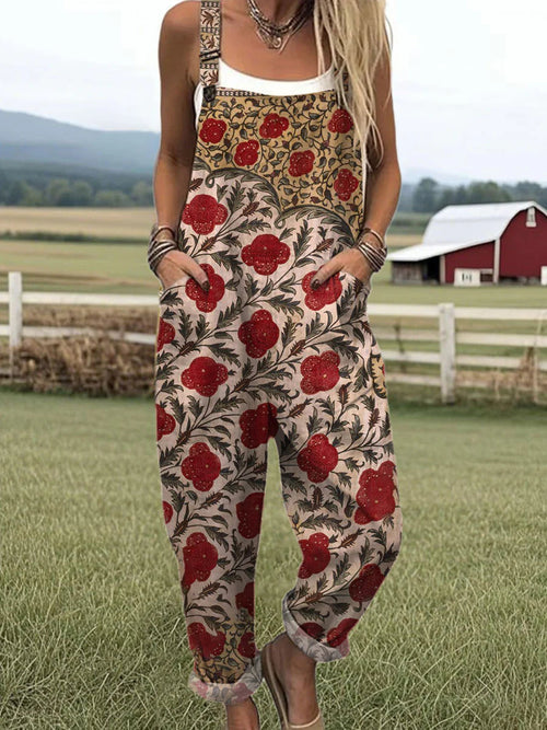 Vintage Floral Jumpsuit Women - enkel stil och komfort hela dagen