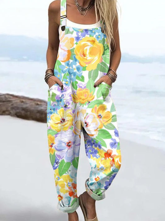 Vintage Floral Jumpsuit Women - enkel stil och komfort hela dagen