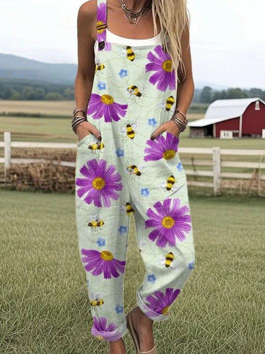 Vintage Floral Jumpsuit Women - enkel stil och komfort hela dagen