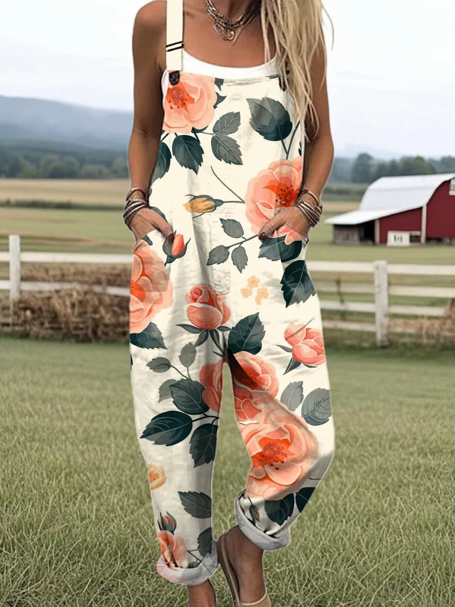 Vintage Floral Jumpsuit Women - enkel stil och komfort hela dagen