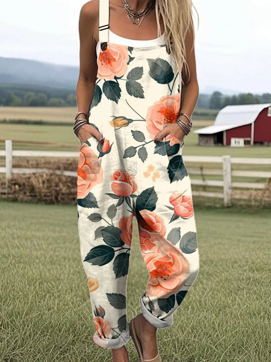 Vintage Floral Jumpsuit Women - enkel stil och komfort hela dagen