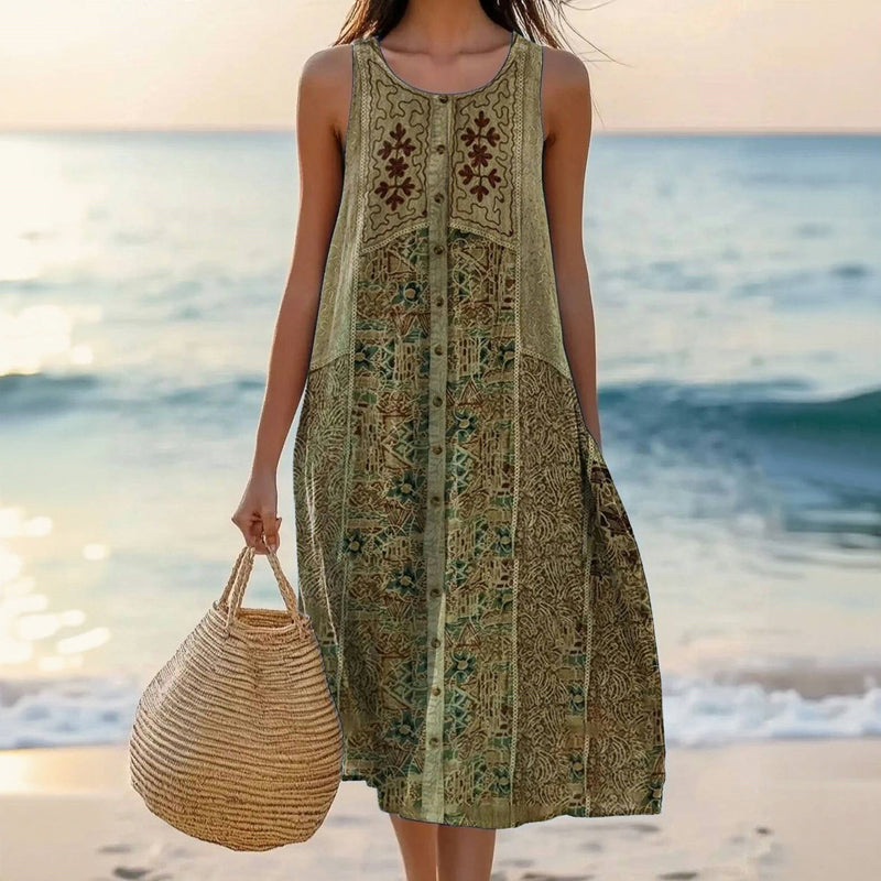 Tara Vintage Klänning Dam - Bekväm Sommarklänning Med Elegant Design
