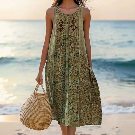 Tara Vintage Klänning Dam - Bekväm Sommarklänning Med Elegant Design