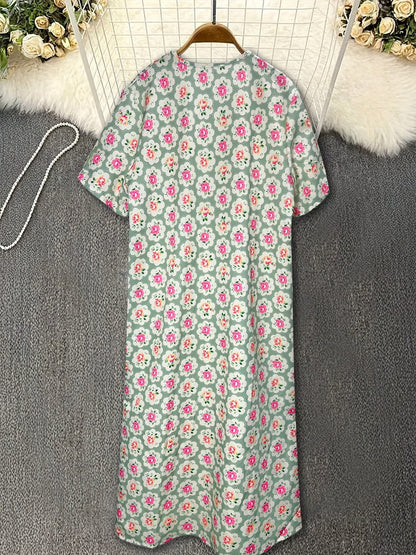 Vintage Sommarklänning Dam - Bekväm Blommönster För Varma Dagar